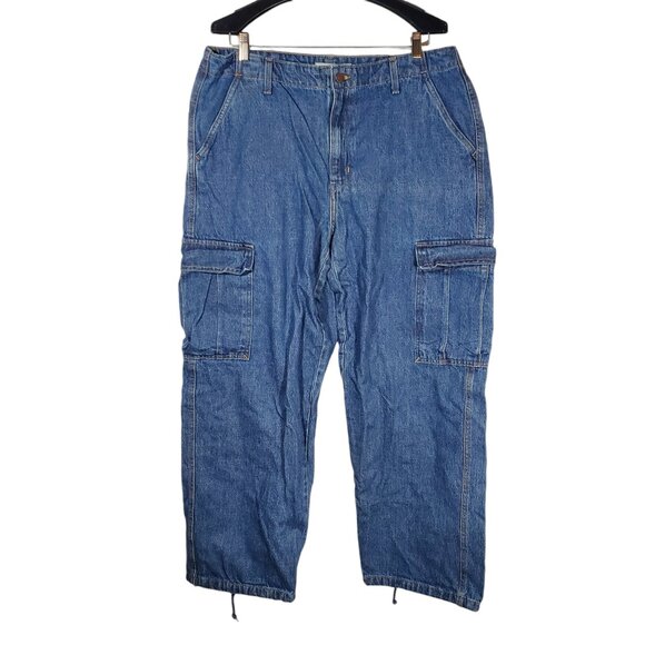 Levis '94 Baggy Cargo Jeans 32x30 Denim Utility-Pockets Drawstring-Ankles - Picture 1 of 6
